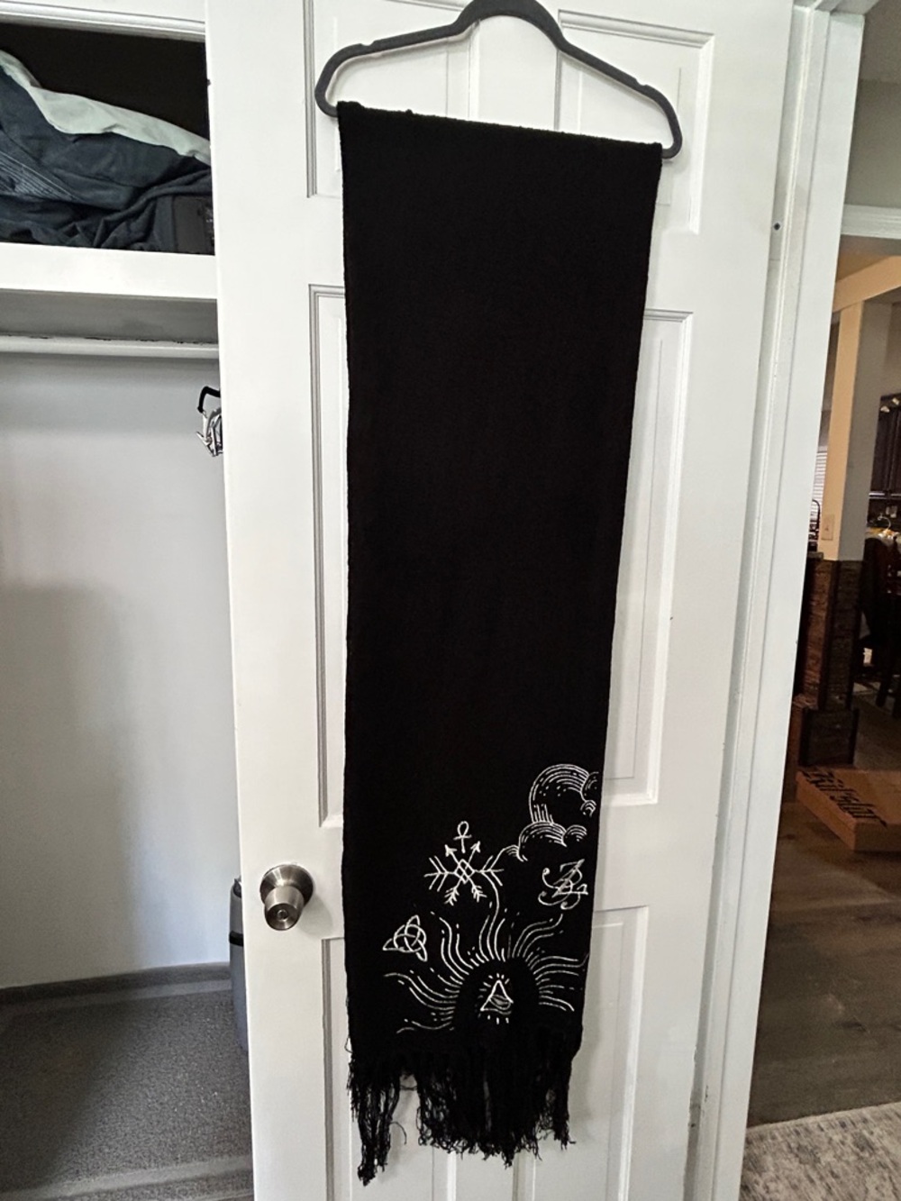 Disturbia Black Scarf with White Occult Motif